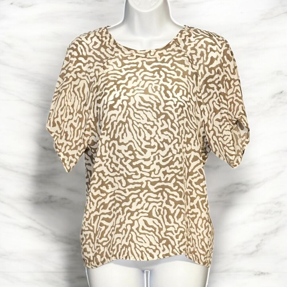 Vintage Jaeger London 2Pc Skirt Set Sz M Abstract Print Midi Safari Quiet Luxury - Picture 4 of 10
